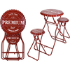 Bar Table with Stools - Red