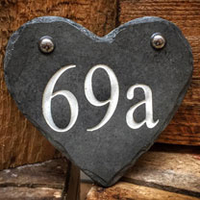 Personalised Heart Slate Number Sign - White