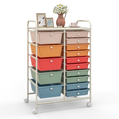 15 Drawer Rolling Storage Cart
with 4 Wheels for Beauty
Salon-Colourful