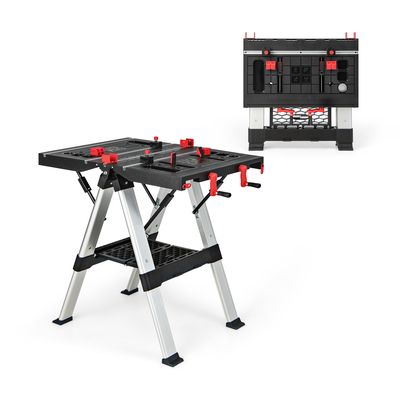 2 in 1 Portable Folding Work
Bench Sawhorse Worktable with
Adjustable Height-Red