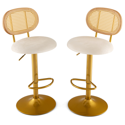 2 PCS Bar Stool with
360°Swivel and Height
Adjustable and Rattan Backrest