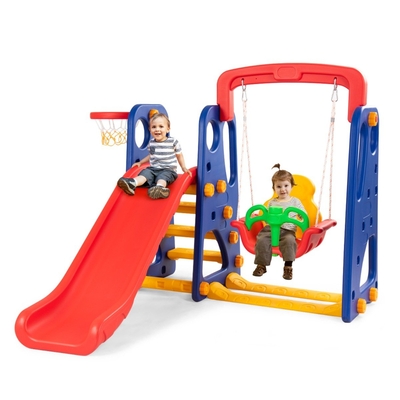 3 in 1 Toddler Slide and Swing
Set with Basketball Hoop