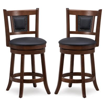 65/74 cm Swivel Bar Stool Set
of 2 with Curved Backrest-30
Inches