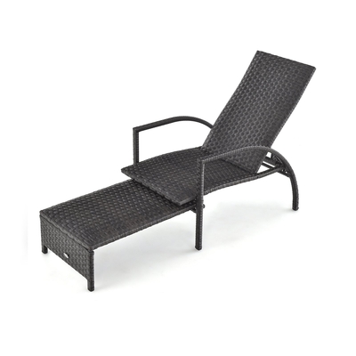 Patio Chaise Lounge with
5-Level Adjustable
Backrest-Brown