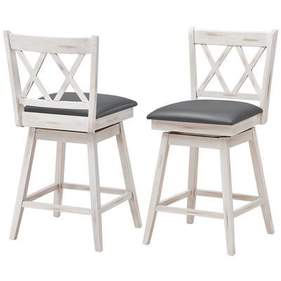 Set of 2 Counter Height Bar
Stool with Ergonomic
Backrest-White