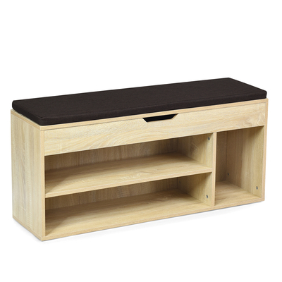 Shoe Bench with Hidden
Compartment and Open
Shelves-Natural