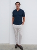 Carter Cable Knit Polo - Navy,
 S