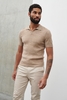 Isaac Space Dye Knit Polo -
Beige,  S