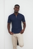 Oliver Zipped Knit Polo -
Navy,  L