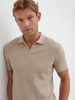 Vinnie Textured Knit Polo -
Oatmeal,  S