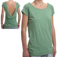 Addict Rouched Womens Plunge Back Top - Green