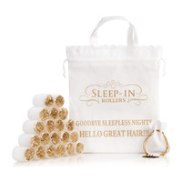 Sleep-In Rollers Pure White & Gold Glitter Rollers x 20 Plus Drawstring Bag