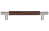 Bar Handle 165 mm with Stitched Leather - Black Leather and Satin Stainless