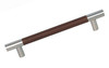 Bar Handle 167 mm Recessed Leather - Chestnut Leather and Satin Nickel