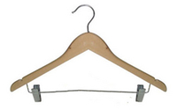 Hardwood Coat Hanger with Skirt Clips - Standard finish