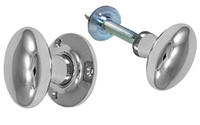 Oval Rim Knobset - Satin Chrome Plate