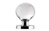 Plain Glass Mortice Knob Sprung Rose - Polished Chrome Plate