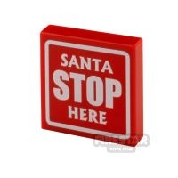Custom Printed Tile 2x2 Santa Stop Here Sign