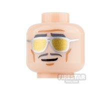 LEGO Mini Figure Heads - Gold Sunglasses and Moustache