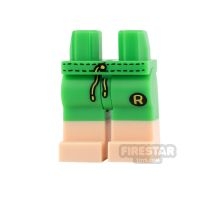 LEGO Mini Figure Legs - Bright Green Shorts with Robin Logo