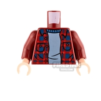 LEGO Mini Figure Torso - Dark Red Flannel Shirt with Sweater