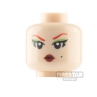 LEGO Minifigure Head Green Eye Shadow Worried / Pursed Lips