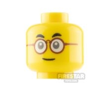 LEGO Minifigure Head Red Glasses Small Smile and Open Mouth