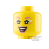 LEGO Minifigure Head White Eye Shadow and Pink Lips