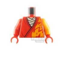 LEGO Minifigure Torso Tunic White Scarf with Flame Trim