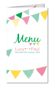Wedding - Reception menus Bunting day (T-955)