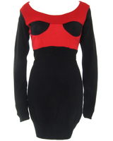 Black And Red Body Con Bodice Jumper Dress