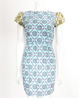 Fair Trade Square Floral Print Shoulder Dress