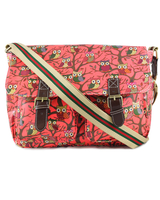 Vegan Double Pocket Owl Print Satchel