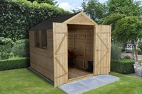 Forest Garden Apex Overlap Pressure Treated Double Door 8 x 6 Wooden Garden Shed
