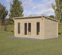 Forest Garden Elmley 5.0m x 3.0m Pent Double Glazed Log Cabin (24kg Polyester Felt Without Underlay)