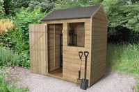 Forest Garden Reverse Apex Overlap Pressure Treated 4 x 6 Wooden Garden Shed (ASSEMBLED)