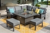 Hartman Aurora 6 Seat Square Casual Aluminium Dining Set With Gas Fire Pit Table & Benches (Matt Xerix / Flint)