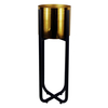 Leaf Design Tall Black Stand with Gold Metal Planter 62cm x 18cm