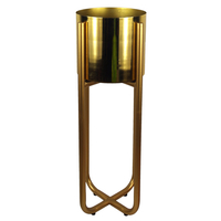 Leaf Design Tall Gold Stand with Gold Metal Planter 62cm x 18cm