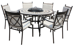 LG Outdoor Casablanca 6 Seat Highback Dining Firepit Set