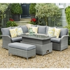 LG Outdoor Monaco Stone 6 Seat Rectangular Dining Modular Set with Adjustable Table