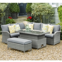 LG Outdoor Monaco Stone 6 Seat Rectangular Dining Modular Set with Adjustable Table
