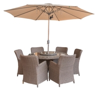 LG Outdoor Saigon 6 Seat Dining Set with Lazy Susan,  Eclipse Parasol and Base