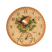 Smart Garden Robin Wall Clock & Thermometer 12"