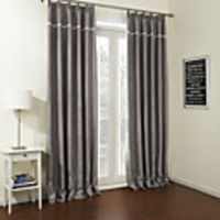 (1 Panel) Classic Grey Solid Embossed Blackout Curtains