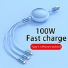 100W Super Fast Charge 3-in-1 Retractable Charging Cable For Apple Android Type-C USB Charge Car Multifunctional Mobile Phone Electronic Accessories Lightinthebox