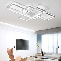 105cm LED 3-Light Ceiling Light Aluminum Geometric Pattern Linear Flush Mount Light Modern Style Painted Finishes Dimmable Office Dining Room Lights ONLY DIMMABLE WITH REMOTE CONTROL Lightinthebox