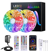 15M RGB LED Strip Lights Music Sync 12V Waterproof LED Strip 5M 10M 20M 5050 SMD Color Changing LED Light with Bluetooth Controller and 100-240V Adapter for Bedroom Home TV Back Light DIY Deco Lightinthebox