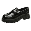 1606-2 autumn new style widening and fattening loafer shoes round toe shallow mouth black small leather shoes one pedal large size single shoes Lightinthebox