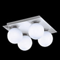 160W Modern Ceiling Light with 4 Lights and Globe Etched Glass Shades Down